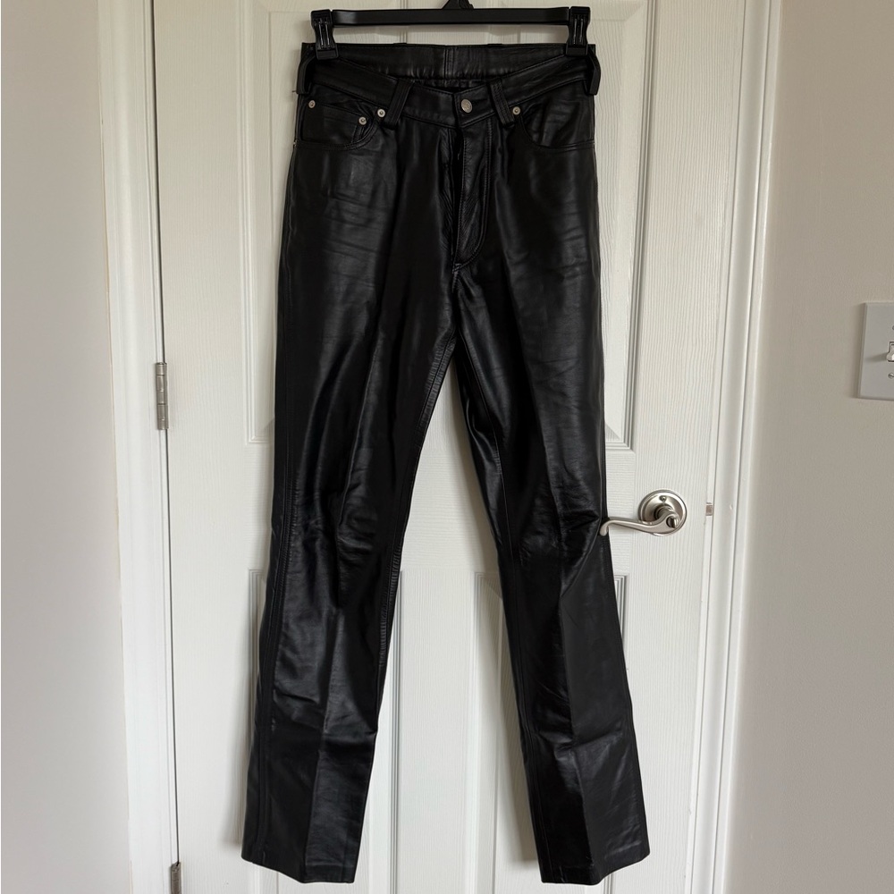 Men’s Rubio Leather Pants Button Fly Black Size 30